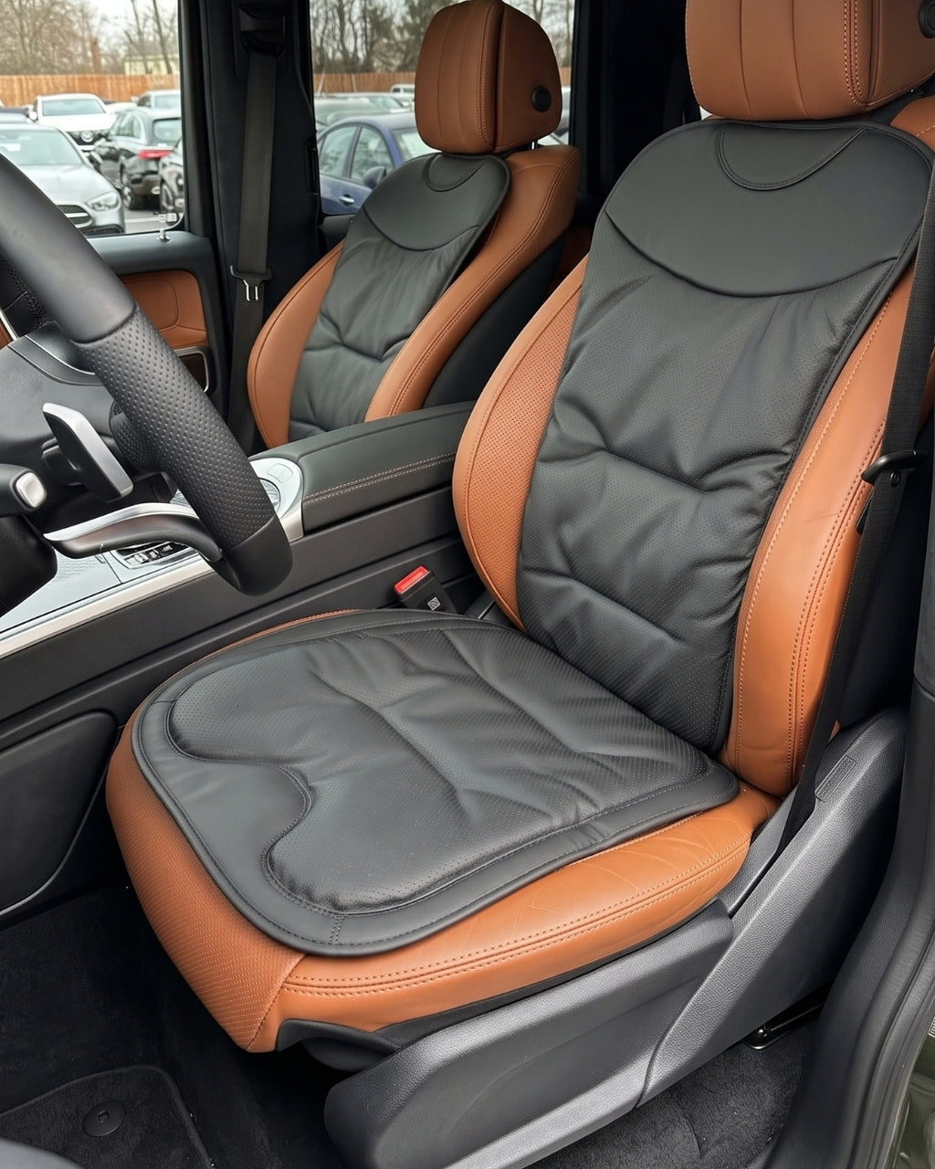 Autocraft Prime™  Premium Delikli Nappa Deri Dokulu Exclusive Koltuk Minderi | Lüks Araç İçi Konfor