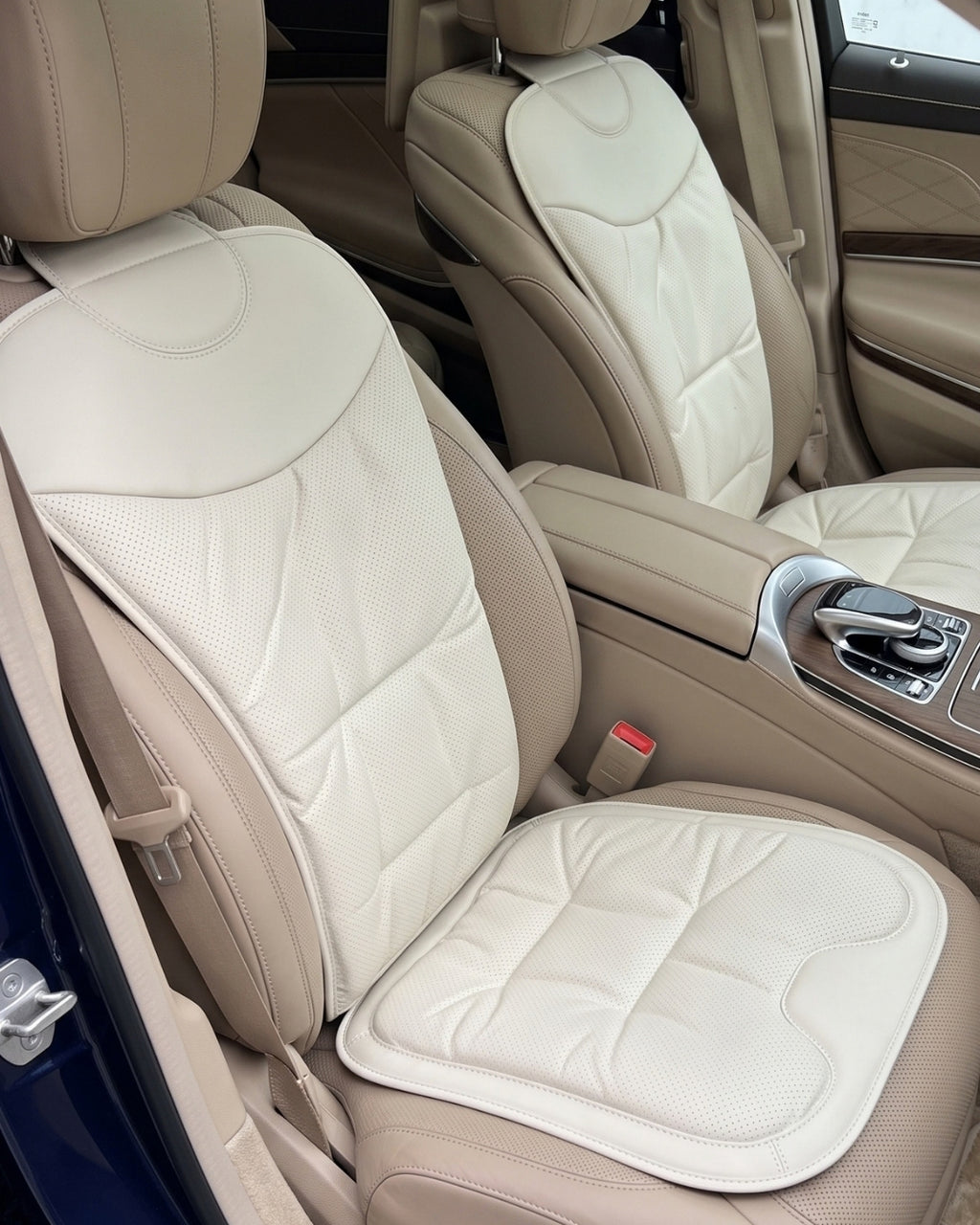 Autocraft Prime™  Premium Delikli Nappa Deri Dokulu Exclusive Koltuk Minderi | Lüks Araç İçi Konfor
