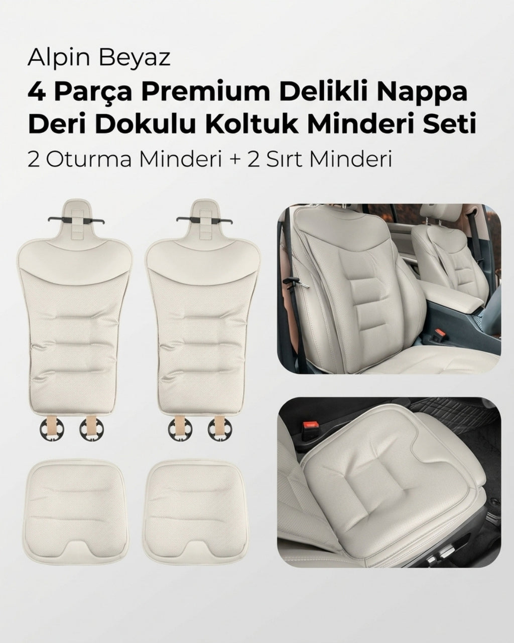 Autocraft Prime™  Premium Delikli Nappa Deri Dokulu Exclusive Koltuk Minderi | Lüks Araç İçi Konfor
