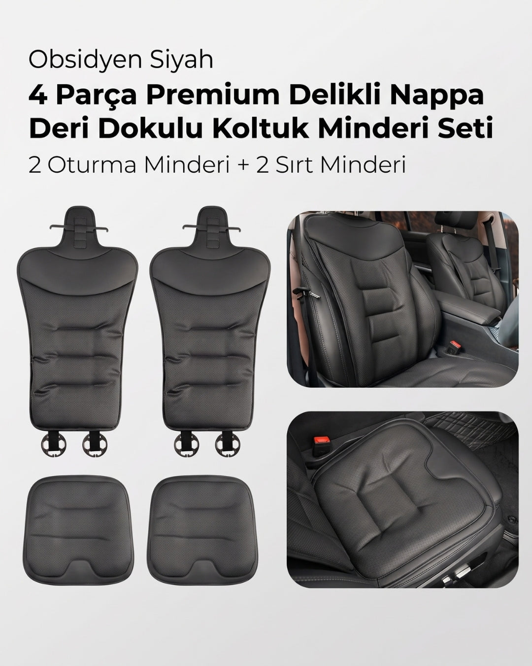 Autocraft Prime™  Premium Delikli Nappa Deri Dokulu Exclusive Koltuk Minderi | Lüks Araç İçi Konfor