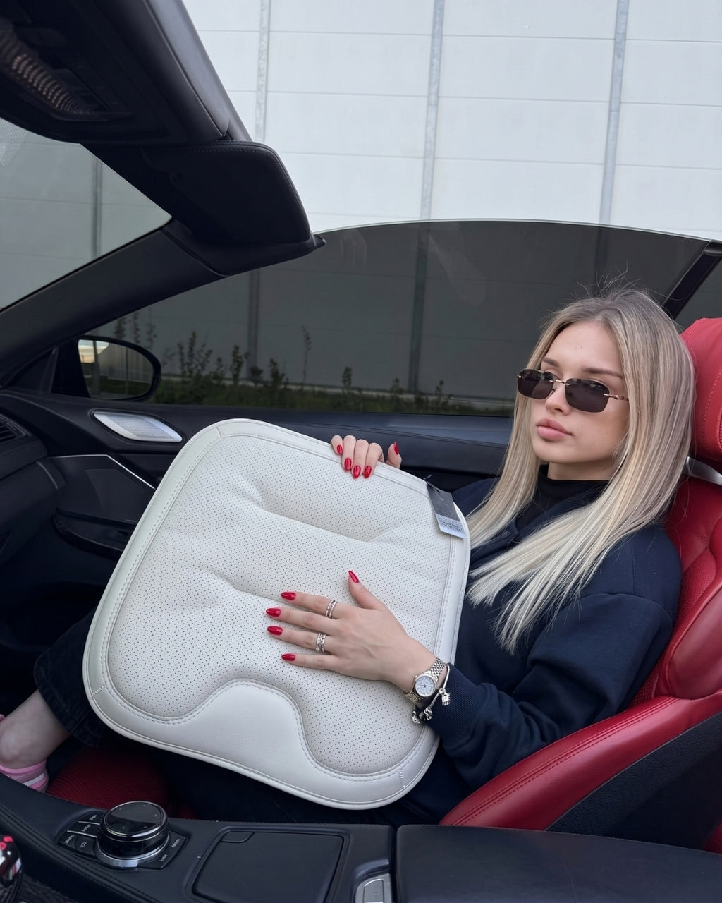 Autocraft Prime™  Premium Delikli Nappa Deri Dokulu Exclusive Koltuk Minderi | Lüks Araç İçi Konfor
